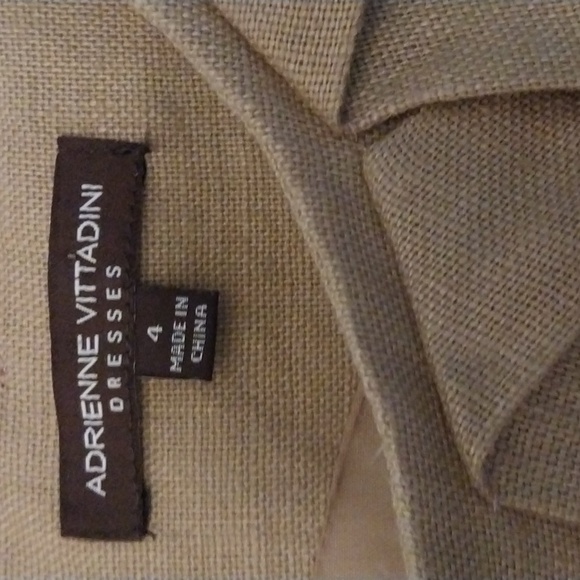 ADRIANNE PAPPELL Dress Sheath Linen Tan Sleeveless Size 4 - Picture 4 of 15